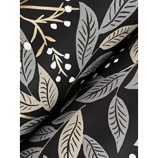 Kép 3/7 - York Modern levélmintás fekete vlies tapéta Willowberry Black 52 cm X 10 m