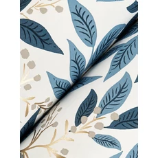 Kép 3/7 - York Modern levélmintás kék-fehér vlies tapéta Willowberry Blue & White 52 cm X 10 m