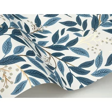 Kép 5/7 - York Modern levélmintás kék-fehér vlies tapéta Willowberry Blue & White 52 cm X 10 m