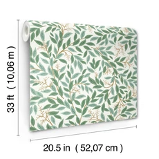 Kép 6/7 - York Modern levélmintás zöld-fehér vlies tapéta Willowberry Emerald & White 52 cm X 10 m