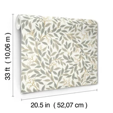 Kép 6/7 - York Modern levélmintás bézs vlies tapéta Willowberry Linen & White 52 cm X 10 m