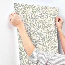 Kép 7/7 - York Modern levélmintás bézs vlies tapéta Willowberry Linen & White 52 cm X 10 m