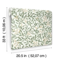Kép 6/7 - York Modern levélmintás zöld-fehér vlies tapéta Willowberry Sage & White 52 cm X 10 m