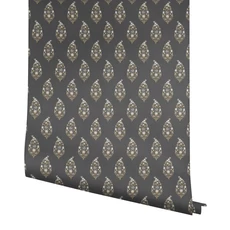 Kép 4/7 - York Virágos kasmír mintás fekete vlies tapéta Paisley Black 68,58 cm X 8,22 m