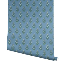 Kép 4/7 - York Virágos kasmír mintás kék vlies tapéta Paisley Blue 68,58 cm X 8,22 m
