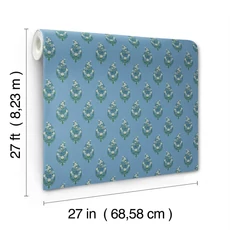 Kép 6/7 - York Virágos kasmír mintás kék vlies tapéta Paisley Blue 68,58 cm X 8,22 m