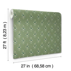Kép 6/7 - York Virágos kasmír mintás zöld vlies tapéta Paisley Green 68,58 cm X 8,22 m