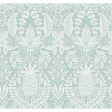 Kép 1/7 - York Ananászos damaszk mintás világoskék vlies tapéta Pineapple Damask Light Blue 68,58 cm X 8,22 m