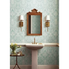 Kép 2/7 - York Ananászos damaszk mintás világoskék vlies tapéta Pineapple Damask Light Blue 68,58 cm X 8,22 m