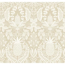 Kép 1/7 - York Ananászos damaszk mintás bézs vlies tapéta Pineapple Damask Linen 68,58 cm X 8,22 m
