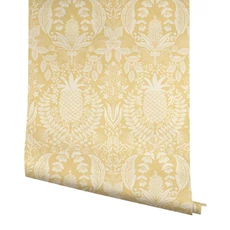 Kép 4/7 - York Ananászos damaszk mintás sárga vlies tapéta Pineapple Damask Yellow 68,58 cm X 8,22 m