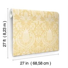 Kép 6/7 - York Ananászos damaszk mintás sárga vlies tapéta Pineapple Damask Yellow 68,58 cm X 8,22 m