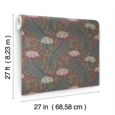 Kép 6/7 - York Virágmintás bordó vlies tapéta Highgrove tapéta Burgundy 68,58 cm X 8,22 m