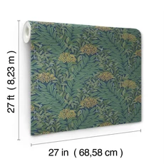 Kép 6/7 - York Virágmintás kék-zöld vlies tapéta Highgrove tapéta Navy 68,58 cm X 8,22 m