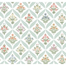 Kép 1/7 - York Vintage virágos rácsos színes vlies tapéta Estee Garden Pastel Multi 68,58 cm X 8,22 m