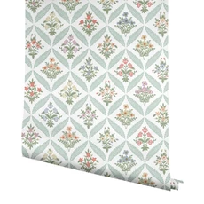 Kép 4/7 - York Vintage virágos rácsos színes vlies tapéta Estee Garden Pastel Multi 68,58 cm X 8,22 m