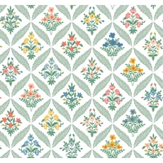 Kép 1/7 - York Vintage virágos rácsos zöld vlies tapéta Estee Garden Sage Multi 68,58 cm X 8,22 m