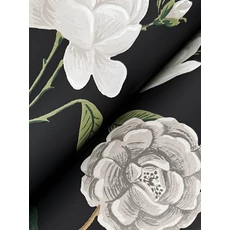 Kép 3/7 - York Rózsa mintás fekete-zöld vlies tapéta Roses Black 68,58 cm X 8,22 m