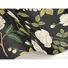 Kép 5/7 - York Rózsa mintás fekete-zöld vlies tapéta Roses Black 68,58 cm X 8,22 m