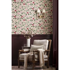 Kép 2/7 - York Rózsa mintás lila-bézs vlies tapéta Roses Linen 68,58 cm X 8,22 m