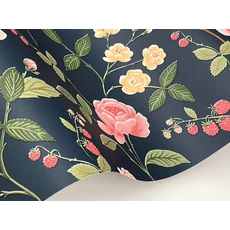 Kép 5/7 - York Rózsa mintás sötétkék-sárga vlies tapéta Roses Navy 68,58 cm X 8,22 m