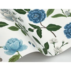 Kép 5/7 - York Rózsa mintás kék-fehér vlies tapéta Roses Blue-White 68,58 cm X 8,22 m