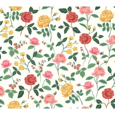 Kép 1/7 - York Rózsa mintás rózsaszín-sárga vlies tapéta Roses White-Blush 68,58 cm X 8,22 m