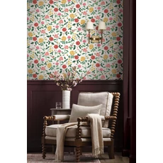 Kép 2/7 - York Rózsa mintás rózsaszín-sárga vlies tapéta Roses White-Blush 68,58 cm X 8,22 m