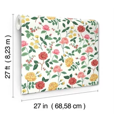 Kép 6/7 - York Rózsa mintás rózsaszín-sárga vlies tapéta Roses White-Blush 68,58 cm X 8,22 m