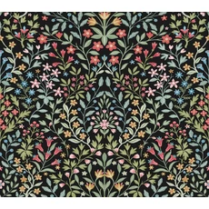 Kép 1/5 - York Vadvirágos fekete-színes vlies tapéta Garden Terrace Black/Multi 68,58 cm X 8,23 m