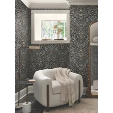 Kép 2/5 - York Vadvirágos fekete vlies tapéta Garden Terrace Black/Neutral 68,58 cm X 8,23 m