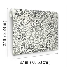 Kép 4/5 - York Vadvirágos fekete-fehér vlies tapéta Garden Terrace Black/White 68,58 cm X 8,23 m