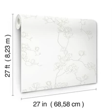 Kép 4/5 - York Magnóliák sziluettje bézs-fehér vlies tapéta Magnolia Branches Beige 68,58 cm X 8,22 m
