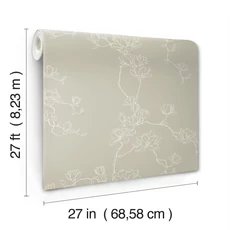Kép 4/5 - York Magnóliák sziluettje barna vlies tapéta Magnolia Branches Taupe 68,58 cm X 8,22 m