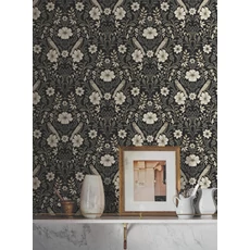 Kép 2/5 - York Szecessziós stílusú madaras fekete vlies tapéta Colette Black 52 cm X 10 m