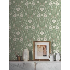 Kép 2/5 - York Szecessziós stílusú madaras zöld vlies tapéta Colette Bright Green 52 cm X 10 m