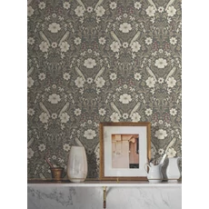 Kép 2/5 - York Szecessziós stílusú madaras sötétszürke-bézs vlies tapéta Colette Charcoal 52 cm X 10 m