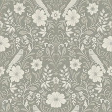 Kép 1/5 - York Szecessziós stílusú madaras szürke vlies tapéta Colette Gray 52 cm X 10 m