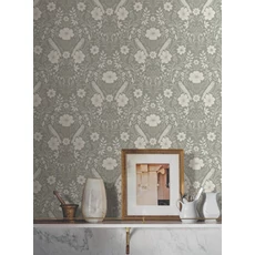 Kép 2/5 - York Szecessziós stílusú madaras szürke vlies tapéta Colette Gray 52 cm X 10 m