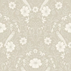 Kép 1/5 - York Szecessziós stílusú madaras bézs vlies tapéta Colette Linen 52 cm X 10 m