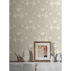 Kép 2/5 - York Szecessziós stílusú madaras bézs vlies tapéta Colette Linen 52 cm X 10 m
