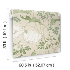 Kép 4/5 - York Virágmintás zöld-bézs vlies tapéta Gwendolyn Ecru/Green 52 cm X 10 m