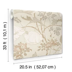 Kép 4/5 - York Virágmintás natúr színösszeállítású vlies tapéta Gwendolyn Neutral/Coral 52 cm X 10 m