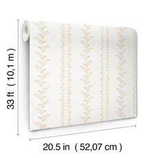 Kép 4/5 - York Csíkos virágos okkersárga vlies tapéta Everleigh Ochre 52 cm X 10 m