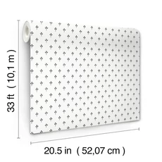 Kép 4/5 - York Apró mintás romantikus fekete-fehér vlies tapéta Charm Black/White 52 cm X 10 m