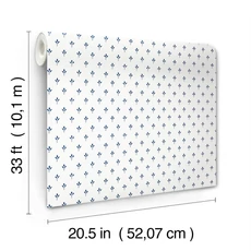 Kép 4/5 - York Apró mintás romantikus kék-fehér vlies tapéta Charm Navy On White 52 cm X 10 m