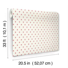 Kép 4/5 - York Apró mintás romantikus piros-krém színű vlies tapéta Charm Red 52 cm X 10 m