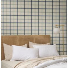 Kép 2/6 - York Klasszikus kockás kék-bézs vlies tapéta Hunter Blue 52 cm X 10 m