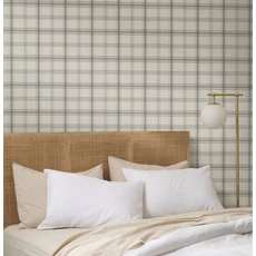 Kép 2/6 - York Klasszikus kockás szürke-bézs vlies tapéta Hunter Charcoal 52 cm X 10 m