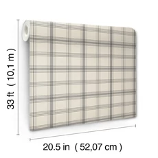 Kép 5/6 - York Klasszikus kockás szürke-bézs vlies tapéta Hunter Charcoal 52 cm X 10 m